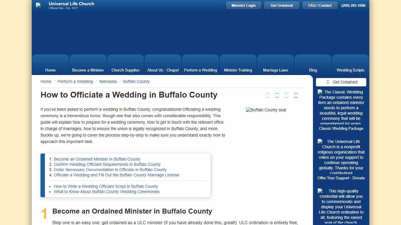 How to Officiate a Wedding in Buffalo County - Universal Life Church