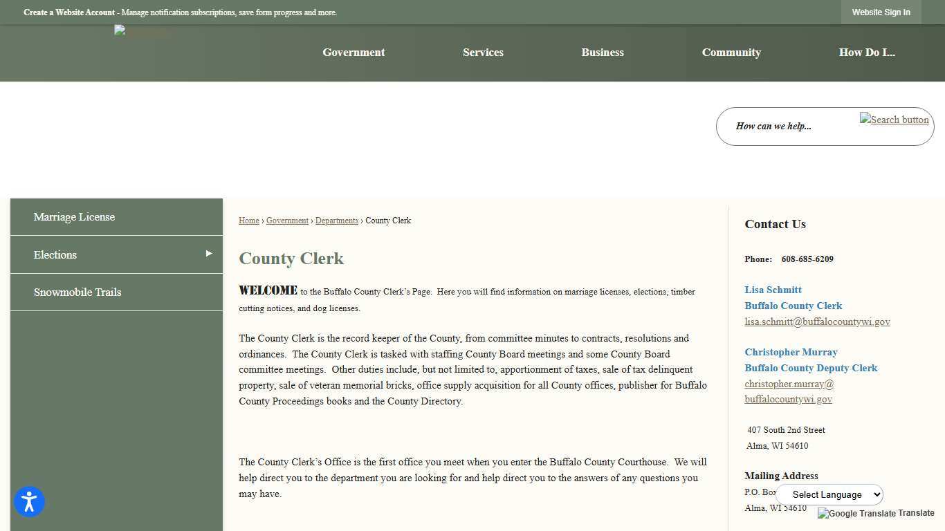 County Clerk Buffalo County, WI - Official Website